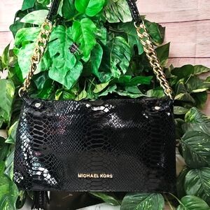 Michael Kors NWOT  Weston Patent Leather Python Clutch/Shoulder Bag